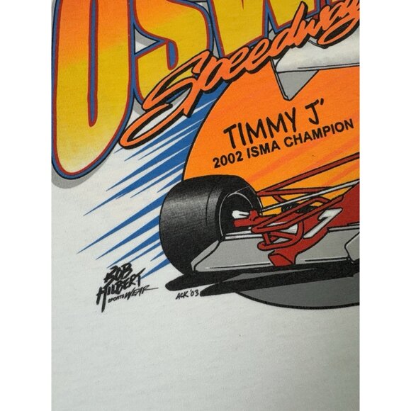 Rare Vintage Y2K Budweiser Oswego Speedway Car Racing Joe Gosek White XL Promo T - Picture 4 of 7